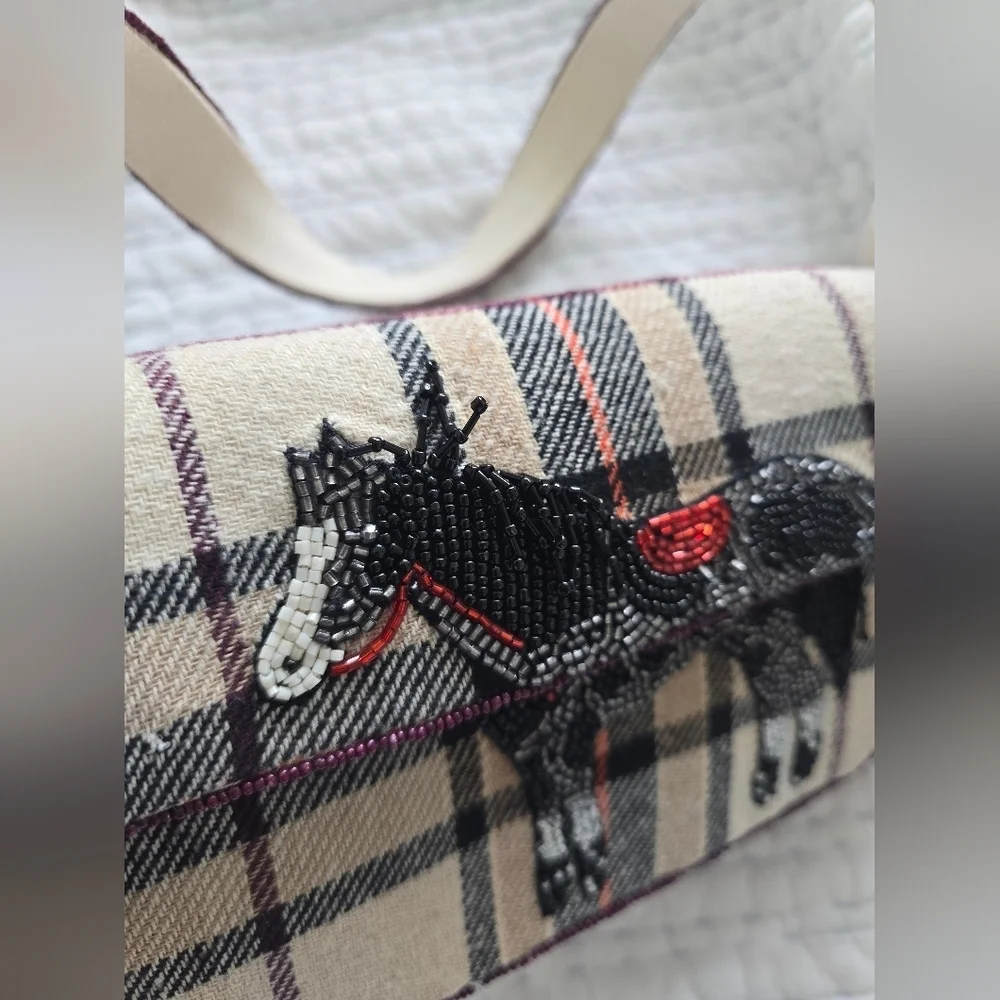 Anthropologie Fiona Beaded Horse Equestrian British Check Old Money NWT - Picture 4 of 13